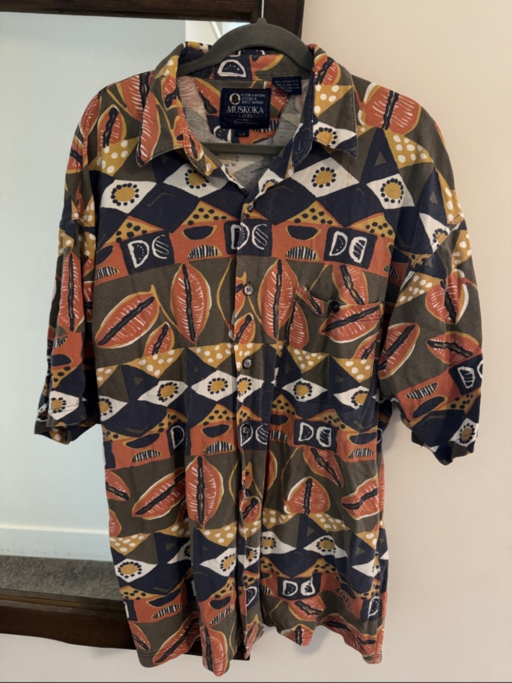 Muskoka Multi Pattern Short-Sleeve Button-Down  100% Cotton Festival Shirt LRG